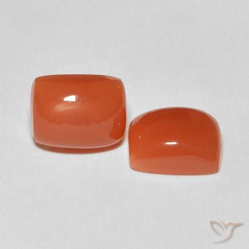 Pedras preciosas de Pedra da Lua laranja avermelhado natural de 4.98 ct, Almofada, Translúcido