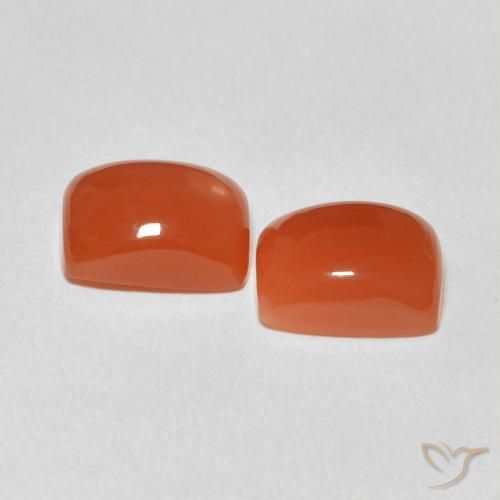 Pedras preciosas de Pedra da Lua laranja avermelhado natural de 4.98 ct, Almofada, Translúcido
