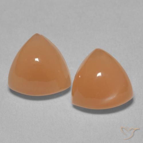 3.92ctw Natural pêssego laranja Pedra da Lua, Trilhão, Translúcido