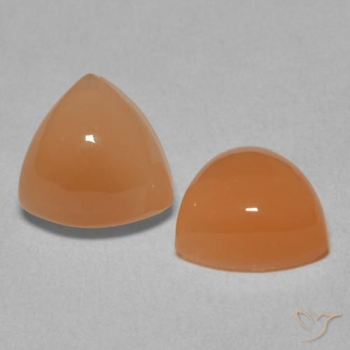 Pedras preciosas de Pedra da Lua pêssego laranja natural de 3.92 ct, Trilhão, Translúcido