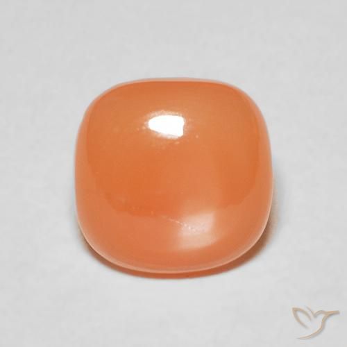 1.80ct Natural pêssego laranja Pedra da Lua, Almofada, Translúcido