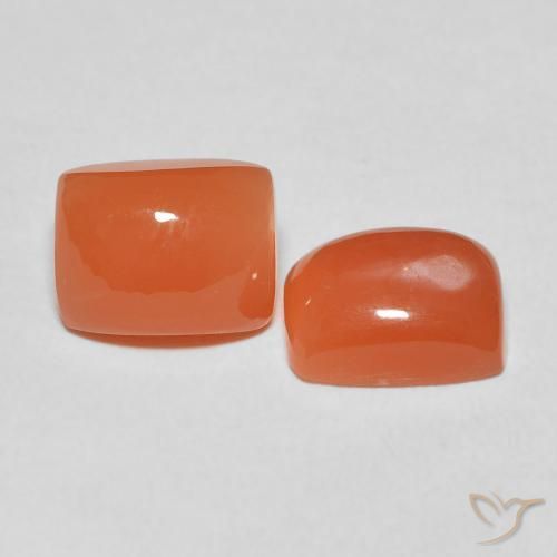 Pedras preciosas de Pedra da Lua Laranja Intenso natural de 5.11 ct, Almofada, Translúcido