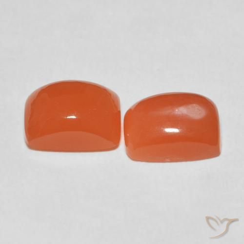 Pedras preciosas de Pedra da Lua Laranja Intenso natural de 5.11 ct, Almofada, Translúcido