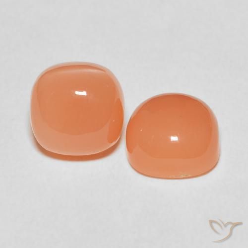Pedras preciosas de Pedra da Lua Laranja Avermelhado Claro natural de 5.20 ct, Almofada, Translúcido
