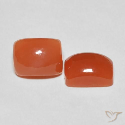 Pedras preciosas de Pedra da Lua Laranja Médio natural de 5.12 ct, Almofada, Translúcido
