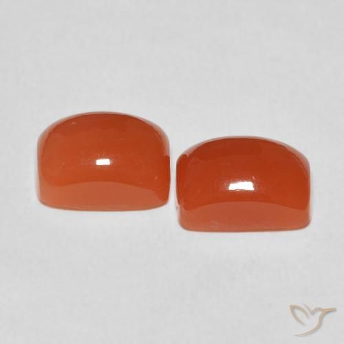 Pedras preciosas de Pedra da Lua Laranja Médio natural de 5.12 ct, Almofada, Translúcido