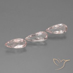 Pedras preciosas de Morganita Rosa Médio Claro natural de 1.24 ct, Formato de pêra, VVS-VS