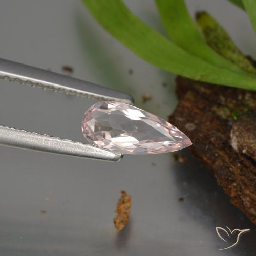 0.44ct Natural Luz rosa Morganita, Formato de pêra, VVS-VS