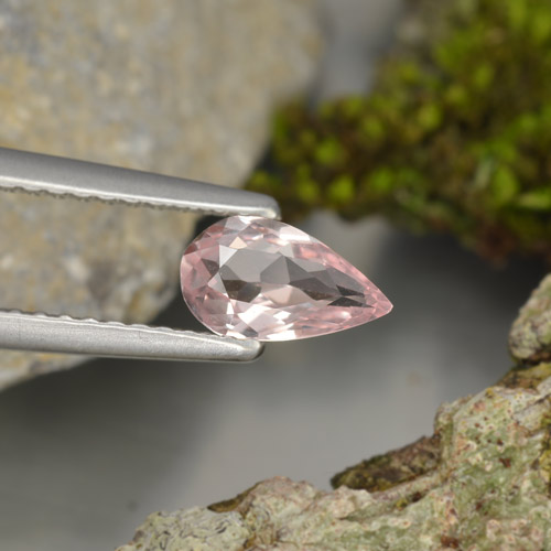 Morganita rosa natural 0,47ct, formato de pêra, VVS-VS