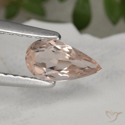 0.49ct Natural Rosa salmão Morganita, Formato de pêra, VVS-VS