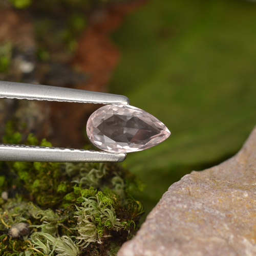 Morganita rosa claro natural 0,49ct, formato de pêra, VVS
