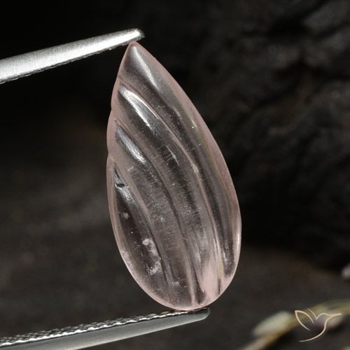 3.05ct Natural Tom Rosa Coral Morganita, Formato de pêra, Transparente