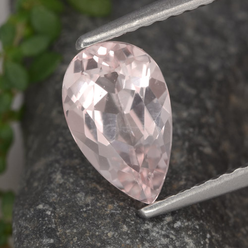 Morganita rosa natural 1,13ct, formato de pêra, VVS-VS