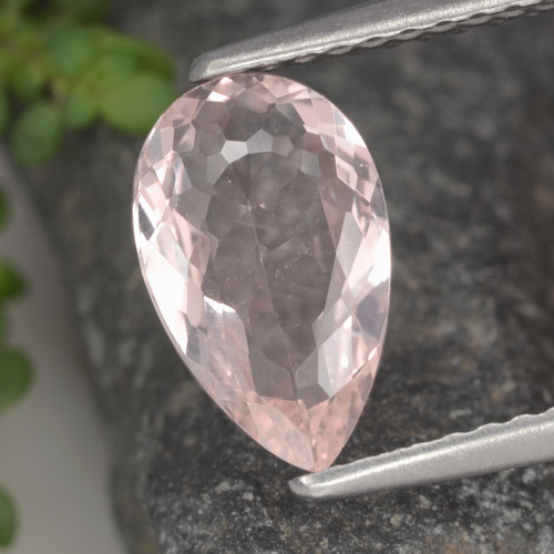 Morganita rosa natural 1,06ct, formato de pêra, VVS-VS