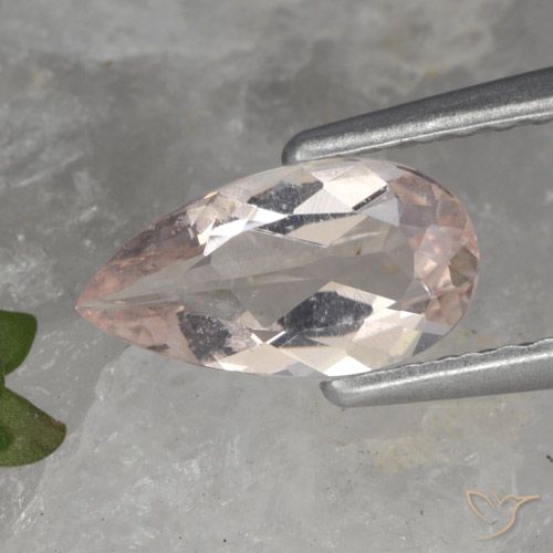 0.64ct Natural Tom Rosa Coral Morganita, Formato de pêra, VVS-VS