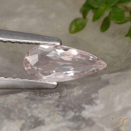 0.59ct Natural Tom Rosa Coral Morganita, Formato de pêra, VVS