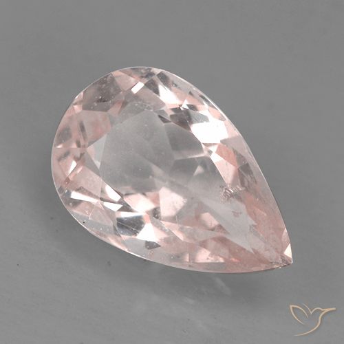 0.78ct Natural Rosa coral claro Morganita, Formato de pêra, VS