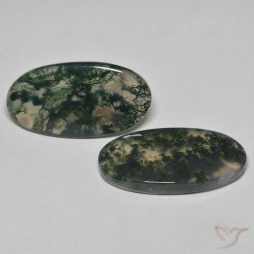 Pedras preciosas de Ágata musgosa Multicolorido natural de 24.09 ct, oval, Transparente
