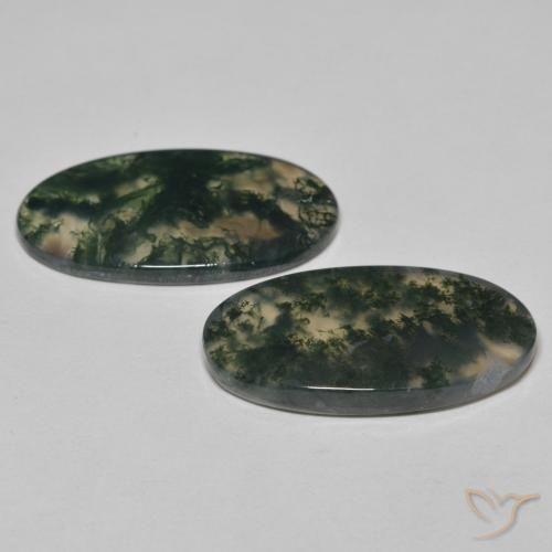 Pedras preciosas de Ágata musgosa Multicolorido natural de 24.09 ct, oval, Transparente