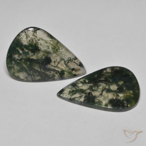 Pedras preciosas de Ágata musgosa Multicolorido natural de 21.96 ct, Formato de pêra, Transparente