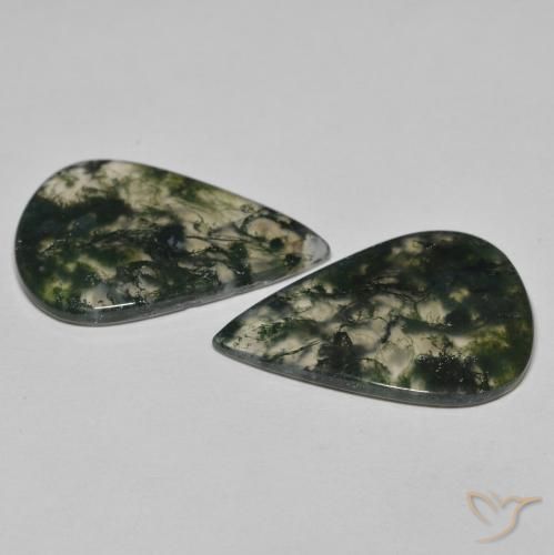 Pedras preciosas de Ágata musgosa Multicolorido natural de 21.96 ct, Formato de pêra, Transparente