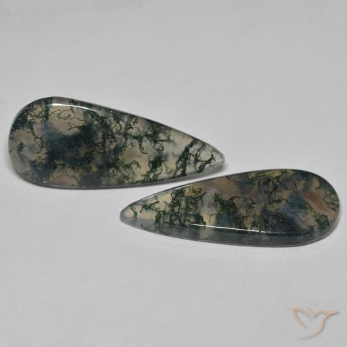 Pedras preciosas de Ágata musgosa Multicolorido natural de 20.61 ct, Formato de pêra, Transparente