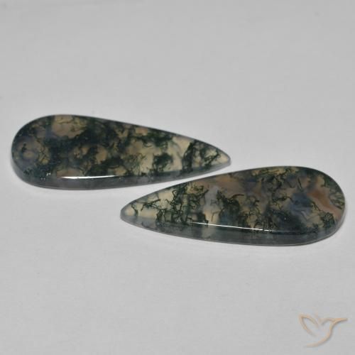 Pedras preciosas de Ágata musgosa Multicolorido natural de 20.61 ct, Formato de pêra, Transparente