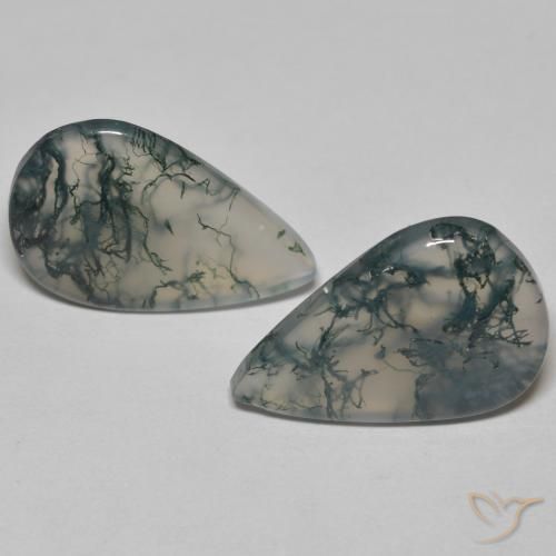 Pedras preciosas de ágata musgosa multicolorido natural de 17,65 ct, formato de pêra, transparente
