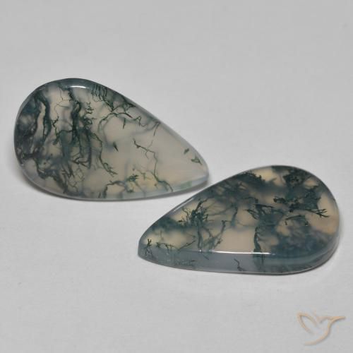 Pedras preciosas de ágata musgosa multicolorido natural de 17,65 ct, formato de pêra, transparente