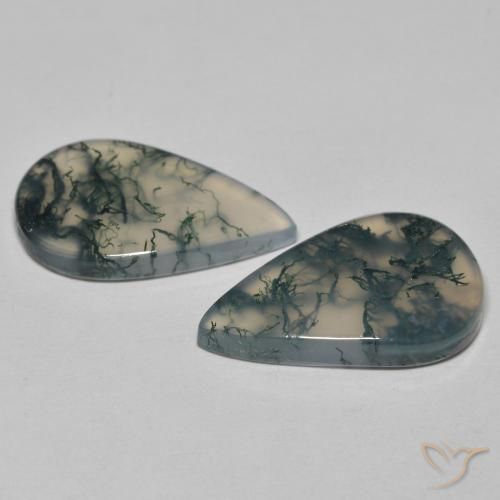 Pedras preciosas de ágata musgosa multicolorido natural de 17,65 ct, formato de pêra, transparente