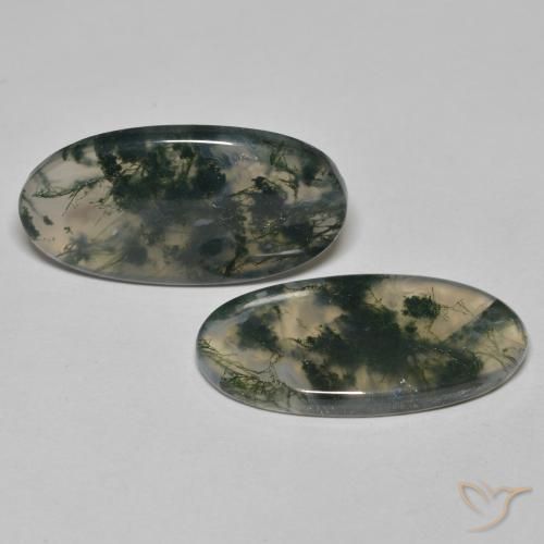 Pedras preciosas de Ágata musgosa Multicolorido natural de 24.65 ct, oval, Transparente