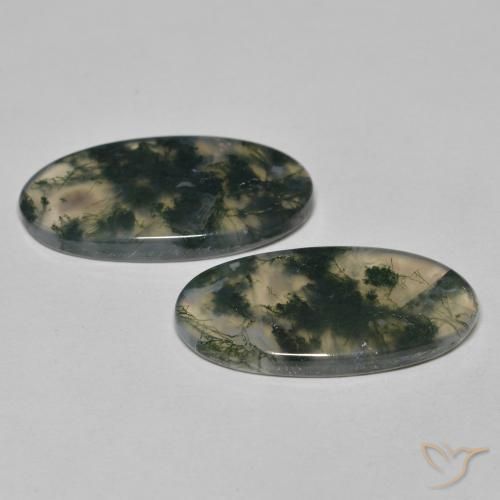 Pedras preciosas de Ágata musgosa Multicolorido natural de 24.65 ct, oval, Transparente