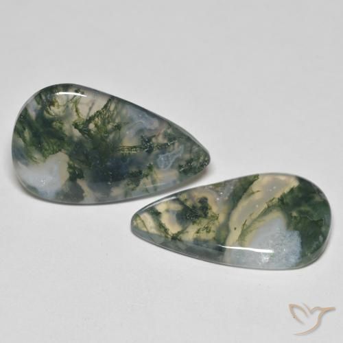 Pedras preciosas de Ágata musgosa Multicolorido natural de 23.83 ct, Formato de pêra, Transparente