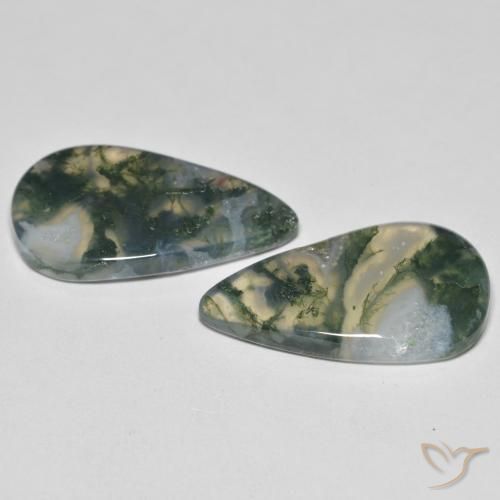 Pedras preciosas de Ágata musgosa Multicolorido natural de 23.83 ct, Formato de pêra, Transparente