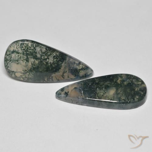 Pedras preciosas de Ágata musgosa Multicolorido natural de 22.50 ct, Formato de pêra, Transparente