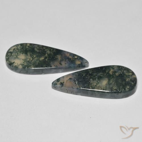 Pedras preciosas de Ágata musgosa Multicolorido natural de 22.50 ct, Formato de pêra, Transparente