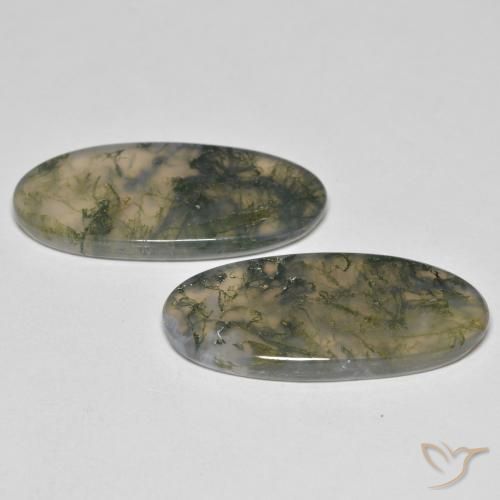 Pedras preciosas de Ágata musgosa Multicolorido natural de 26.37 ct, oval, Transparente
