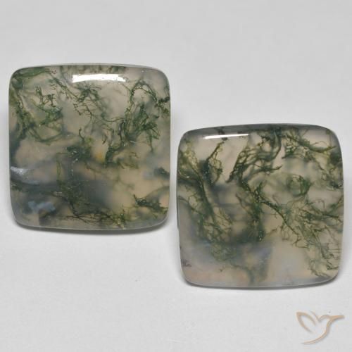 Pedras preciosas de Ágata musgosa Multicolorido natural de 24.59 ct, Quadrado, Transparente