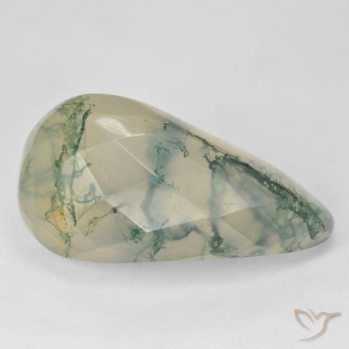19.03ct Natural Luz verde Ágata musgosa, Chique, Translúcido