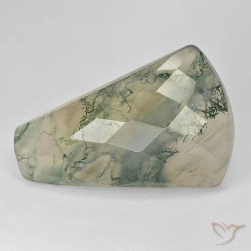 39.72ct Natural Luz verde Ágata musgosa, baguete, Translúcido