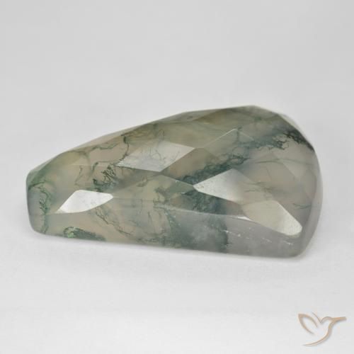 Ágata musgosa Luz verde Natural 39.72ct, baguete, Translúcido