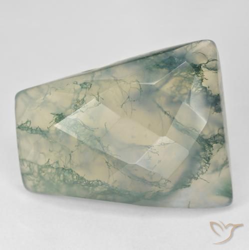 38.30ct Natural Luz verde Ágata musgosa, baguete, Translúcido