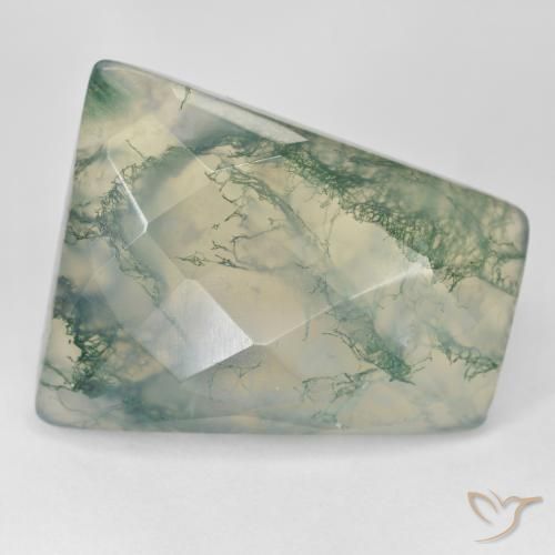 Ágata musgosa Luz verde Natural 38.30ct, baguete, Translúcido