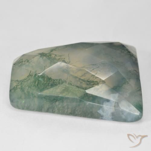 Ágata musgosa Luz verde Natural 38.30ct, baguete, Translúcido