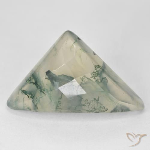 17.68ct Natural Luz verde Ágata musgosa, Trilhão, Translúcido