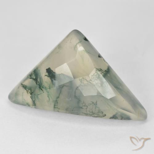 Ágata musgosa Luz verde Natural 17.68ct, Trilhão, Translúcido