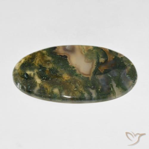 Ágata musgosa Multicolorido Natural 47.75ct, oval, Translúcido