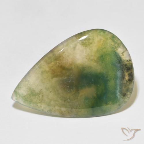 Ágata musgosa Multicolorido Natural 34.42ct, Formato de pêra, Translúcido