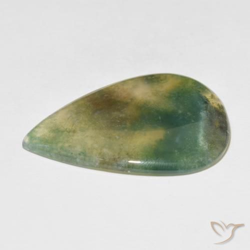Ágata musgosa Multicolorido Natural 34.42ct, Formato de pêra, Translúcido