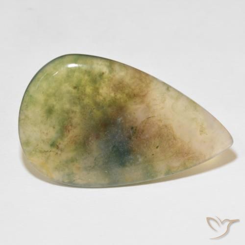 Ágata musgosa Multicolorido Natural 39.08ct, Formato de pêra, Translúcido